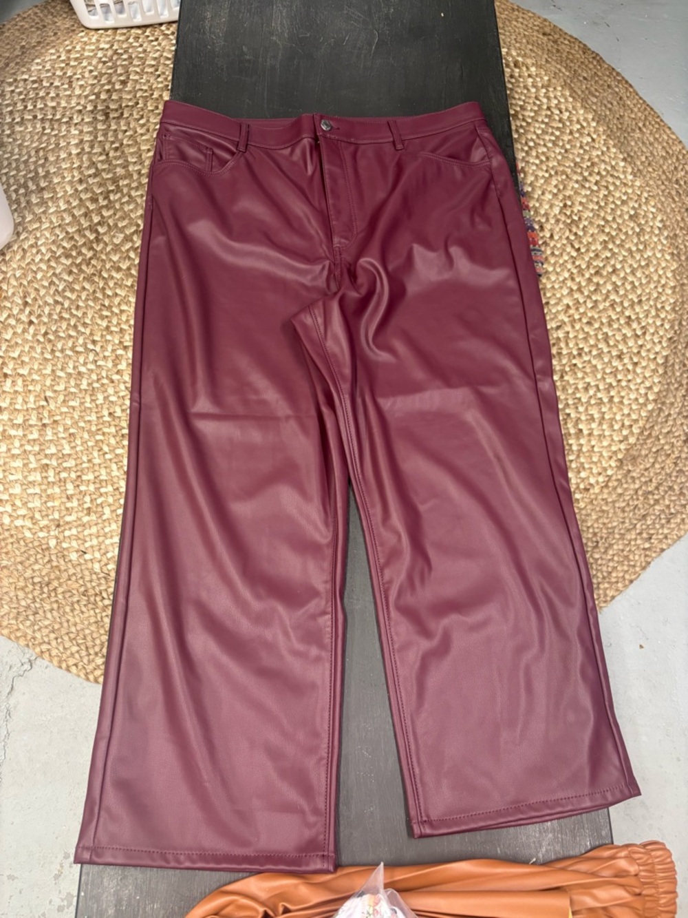 LOFT Faux Leather Pants in Deep Wine